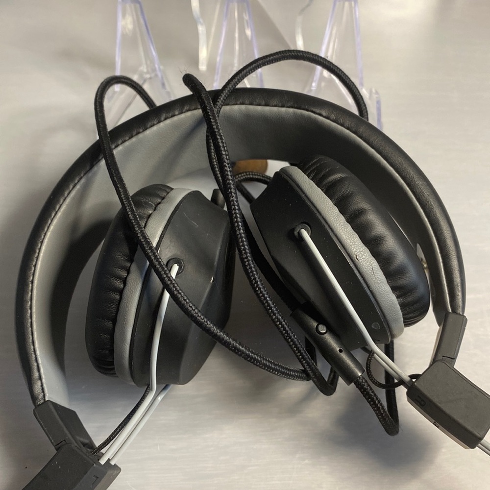 Black Cord Over-Ear Headphones With Plug in Cord. Out of Box